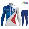 Radbekleidung Radtrikot Langarm + Lang Radhose 2017 FDJ Kinder N001